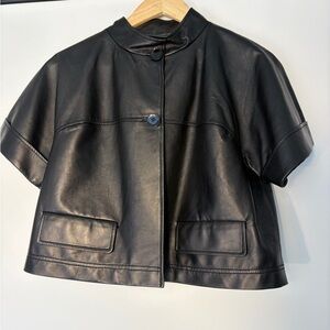 St. John’s Black Leather Women's Button Up